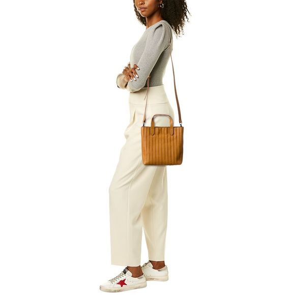 Madewell Pocket Mini Transport Bubble Pleat Leather Tote, Brown - Picture 4 of 4